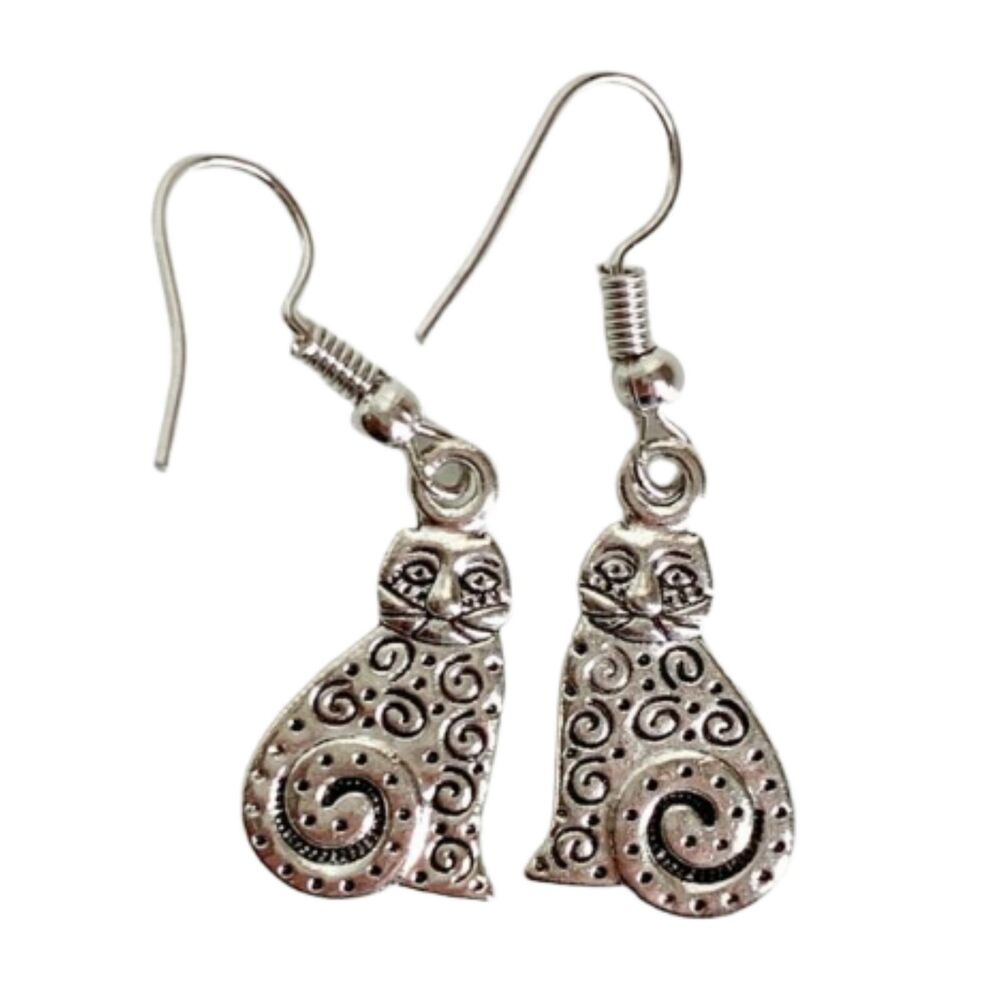 Art Cat 925 Silver Earrings NEW Dangle Deluxe French Hook for Pierced Ears